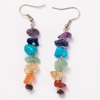 Gemstone Earrings, Pedra natural, with liga de zinco, joias de moda & para mulher, 35mm*4mm,38mm*6mm, vendido por par