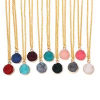 Resin halskettingen, Zinc Alloy, met Hars, met 5cm extender keten, gold plated, voor vrouw, meer kleuren voor de keuze, nikkel, lood en cadmium vrij, 13x18mm, Lengte 45 cm, Verkocht door PC