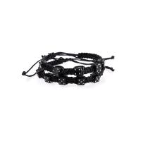 Bracelets résine, Fil de coton, avec résine, 2 pièces & réglable & pour le couple, noire, Longueur Environ 18-30 cm, Vendu par fixé