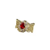 Strass vinger Ring, Messing, gold plated, verstelbaar & voor vrouw & met strass, Maat:6-8, Verkocht door PC