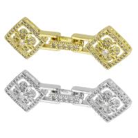 Brass Fold Over Clasp plated fashion jewelry & DIY & micro pave cubic zirconia 41mm Sold By PC