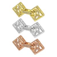 Messing Fold Over Clasp, forgyldt, mode smykker & du kan DIY & Micro Pave cubic zirconia, flere farver til valg, 26mm, Solgt af PC