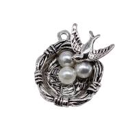 Cink ötvözet Medálok, -val Műanyag Pearl, Bird Nest, galvanizált, Vintage & DIY, több színt a választás, nikkel, ólom és kadmium mentes, 24x25mm, Által értékesített PC