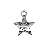 Zink Alloy Star Pendant, antik silver pläterad, Vintage & DIY, nickel, bly och kadmium gratis, 15x13mm, Säljs av PC