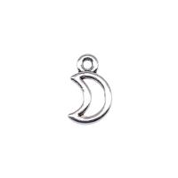 Zinc alliage Moon pendentifs, alliage de zinc, lune, Plaqué de couleur d'argent, Vintage & DIY & creux, protéger l'environnement, sans nickel, plomb et cadmium, 6x10mm, Vendu par PC