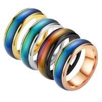 Vinger Ring in edelstaal, 304 roestvrij staal, plated, uniseks & verschillende grootte voor keus & mood emaille, meer kleuren voor de keuze, 6mm, Verkocht door PC