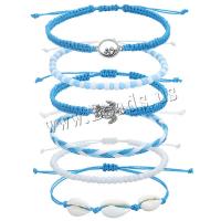 Trendy Wax cord armbanden, met Schelp & Zinc Alloy, handgemaakt, drie stuks & uniseks & verstelbaar, meer kleuren voor de keuze, Lengte Ca 19-35 cm, Verkocht door Stel