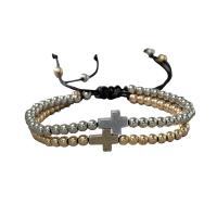 Mode Armband Smycken, Hematit, med Terylene Cord, Cross, plated, Unisex & justerbar, Längd Ca 16-28 cm, Säljs av Ställ