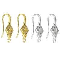 Messing Hook Earwire, forgyldt, mode smykker & du kan DIY & Micro Pave cubic zirconia & for kvinde, flere farver til valg, 12x19x8mm, Solgt af par