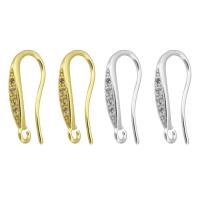 Messing Hook Earwire, forgyldt, mode smykker & du kan DIY & Micro Pave cubic zirconia & for kvinde, flere farver til valg, 2.50x17x8mm, Solgt af par