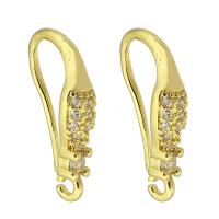 Brass Hook slangetje, Messing, gold plated, mode sieraden & DIY & micro pave zirconia & voor vrouw, gouden, 3.50x15x7mm, Verkocht door pair