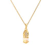 Collier d'acier titane, avec laiton, archide, Placage de couleur d'or, pavé de micro zircon & pour femme, doré, Longueur Environ 45 cm, Vendu par PC