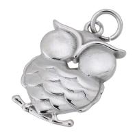 Rustfrit stål Animal Pendler, 316 Stainless Steel, Owl, du kan DIY, oprindelige farve, 15x22x2.50mm, Hole:Ca. 4mm, Solgt af PC