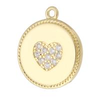 Messing hanger met micro-paved kubieke zirconia's, Ronde, gold plated, mode sieraden & DIY & micro pave zirconia, gouden, 14x16x2mm, Verkocht door PC