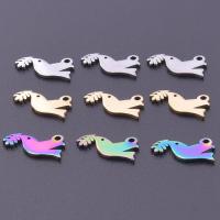 Roestvrij staal Animal Hangers, 304 roestvrij staal, Duif, DIY, meer kleuren voor de keuze, 7x12mm, Verkocht door PC