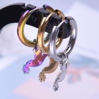 Huggie Hoop Drop Earring 304 Stainless Steel Pigeon Vacuum Ion Plating for woman Sold By Pair