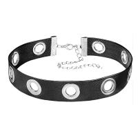 Collar Gargantilla Moda, Cuero de PU, con aleación de zinc, chapado, Longitud Ajustable & Joyería & para mujer, Negro, longitud aproximado 36 cm, Vendido por UD