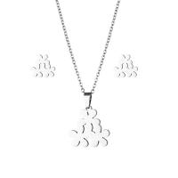 Fashion Stainless Steel Jewelry Sets Stud Earring & necklace 304 Stainless Steel 2 pieces & fashion jewelry & for woman silver color Length Approx 17.72 Inch Sold By Set