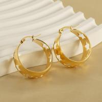 Titanium Steel  Earring 18K gold plated fashion jewelry & for woman golden Sold By Pair