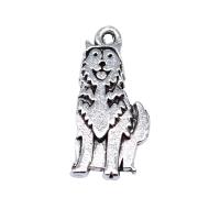 In lega di zinco animali pendenti, lega in zinco, Cane, placcato argento antico, DIY, assenza di nichel,piombo&cadmio, 17x8mm, Venduto da PC