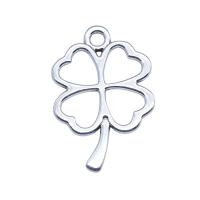 Zink-Legierung Clover Anhänger, Zinklegierung, vierblättriges Kleeblatt, antik silberfarben plattiert, DIY & hohl, frei von Nickel, Blei & Kadmium, 21x31mm, verkauft von PC