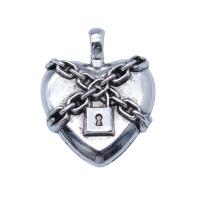 Pendentifs coeur en alliage de zinc, Plaqué de couleur d'argent, DIY, protéger l'environnement, sans nickel, plomb et cadmium, 26x33mm, Vendu par PC