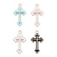 Sinc Alloy cruan Pendants, Cross, dath an óir plated, DIY, dathanna níos mó le haghaidh rogha, nicil, luaidhe & caidmiam saor in aisce, 25x14mm, Díolta De réir PC