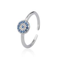 Sterling Silver smycken finger ring, 925 Sterling Silver, Evil Eye, platinerade, justerbar & för kvinna & med strass, Säljs av PC