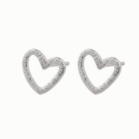 Sterling zilver sieraden oorbellen, 925 Sterling Zilver, Hart, voor vrouw & hol & frosted, 8.40x8mm, Verkocht door pair