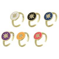 Cúbicos Circonia Micro Pave anillo de latón, metal, chapado en color dorado, Joyería & micro arcilla de zirconia cúbica & para mujer & esmalte, más colores para la opción, 13mm, tamaño:8, Vendido por UD