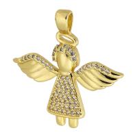 Messing hanger met micro-paved kubieke zirconia's, gold plated, mode sieraden & DIY & micro pave zirconia, nikkel, lood en cadmium vrij, 26x26.50x3mm, Gat:Ca 2mm, Verkocht door PC