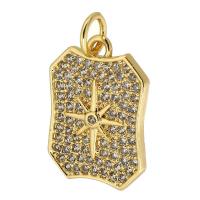 Messing hanger met micro-paved kubieke zirconia's, gold plated, mode sieraden & DIY & micro pave zirconia, nikkel, lood en cadmium vrij, 12x17x2mm, Gat:Ca 3mm, Verkocht door PC