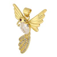 Cubic Zirconia Micro Pave Brass Pendant Bird gold color plated fashion jewelry & DIY & micro pave cubic zirconia nickel lead & cadmium free Approx 3mm Sold By PC