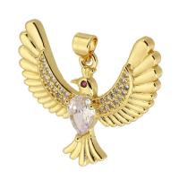 Cubic Zirconia Micro Pave Brass Pendant Bird gold color plated fashion jewelry & DIY & micro pave cubic zirconia nickel lead & cadmium free Approx 3mm Sold By PC