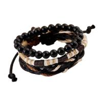 Trendy Wax cord armbanden, Glas, met Katoen draad & Wax, drie stuks & mode sieraden & uniseks, Lengte Ca 18 cm, Verkocht door Stel