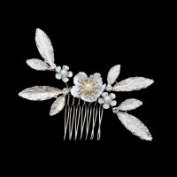 Bridal capelli decorativo Comb, lega in zinco, with conchiglia & perla in plastica, gioielli di moda & per la donna & con strass, dorato, assenza di nichel,piombo&cadmio, 90x60mm, Venduto da PC