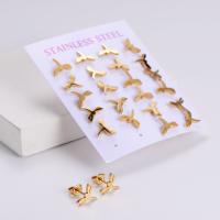 Roestvrij staal Stud Earrings, 316L roestvrij staal, Dragonfly, 18K verguld, mode sieraden & voor vrouw, gouden, 10x10mm, 12paren/Bag, Verkocht door Bag