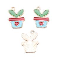 Zinc Alloy Enamel Pendants plant pot KC gold color plated DIY nickel lead & cadmium free Sold By PC