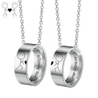 Collier de couple, Acier titane, avec le motif de lettre & pour le couple, plus de couleurs à choisir, Longueur Environ 23.6 pouce, Vendu par PC