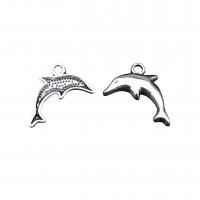 Zinklegierung Tier Anhänger, Dolphin, antik silberfarben plattiert, Vintage & DIY, frei von Nickel, Blei & Kadmium, 19x13mm, ca. 100PCs/Tasche, verkauft von Tasche