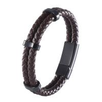 PU cavo bracciali, PU microfibra, with 316 acciaio inox, Doppio strato & Vintage & lunghezza differente per scelta & per l'uomo, nessuno, 12mm, Venduto da PC