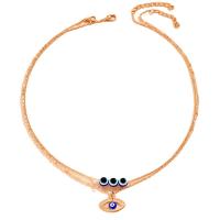 Colar Mal Jóias Eye, liga de zinco, with 5cm extender chain, banhado, padrão de mau-olhado & para mulher & com strass, Mais cores pare escolha, níquel, chumbo e cádmio livre, comprimento Aprox 46.5 cm, vendido por PC