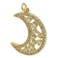 Messing hanger met micro-paved kubieke zirconia's, gold plated, mode sieraden & DIY & micro pave zirconia, gouden, 20x26x3mm, Gat:Ca 3.5mm, Verkocht door PC