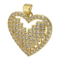 Cubic Zirconia Micro Pave Brass Pendant Heart gold color plated fashion jewelry & DIY & micro pave cubic zirconia golden Approx 3.5mm Sold By PC