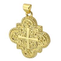 Mässing Cross hängen, guldfärg pläterade, mode smycken & DIY, gyllene, 25x28x2mm, Hål:Ca 3mm, Säljs av PC