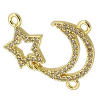 Kubik Zirkonium mikro bana Mässing hängande, Månen och Star, guldfärg pläterade, mode smycken & DIY & micro bana cubic zirconia, gyllene, Hål:Ca 2mm, Säljs av Ställ