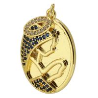 Cubic Zirconia Micro Pave Brass Pendant gold color plated fashion jewelry & DIY & micro pave cubic zirconia two different colored Approx 3mm Sold By PC