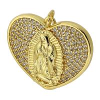 Cubic Zirconia Micro Pave Brass Pendant Heart gold color plated fashion jewelry & DIY & micro pave cubic zirconia golden Approx 3mm Sold By PC