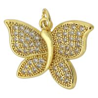 Cubic Zirconia Micro Pave Brass Pendant Butterfly gold color plated fashion jewelry & DIY & micro pave cubic zirconia golden Approx 3mm Sold By PC