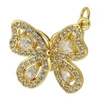 Cubic Zirconia Micro Pave Brass Pendant Butterfly gold color plated fashion jewelry & DIY & micro pave cubic zirconia two different colored Approx 3mm Sold By PC